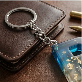 Handcrafted Custom 'P' Letter Resin Keychain with Gold Foil & Teal Gradient